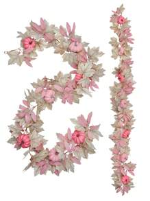 170CM/66.93inch Artificial White Maple Leaf Pink Pumpkin Vine For Thanksgiving Decoration Cute Autumn Pumpkin Vine Wedding Home Decoration