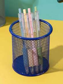 1 件镂空纯色笔筒，简约多用途文具收纳盒，适用于办公室、学校学生、返校、学校用品 - 彩色 - 查看 8