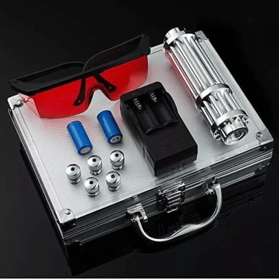 Luz Láser Azul Linterna Usb Recargable Láser Gatling Importadora Tim ChengLeody