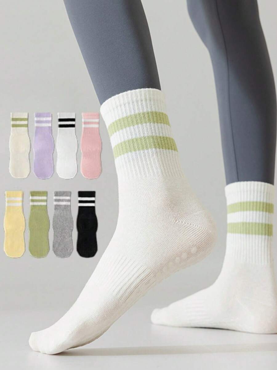 1/3/6 Pairs Pilates Socks With Grips For Women-Non-Slip Yoga Socks For Ballet Dance Barefoot Workout Pregnant Crew Socks - Mouldless - View 1