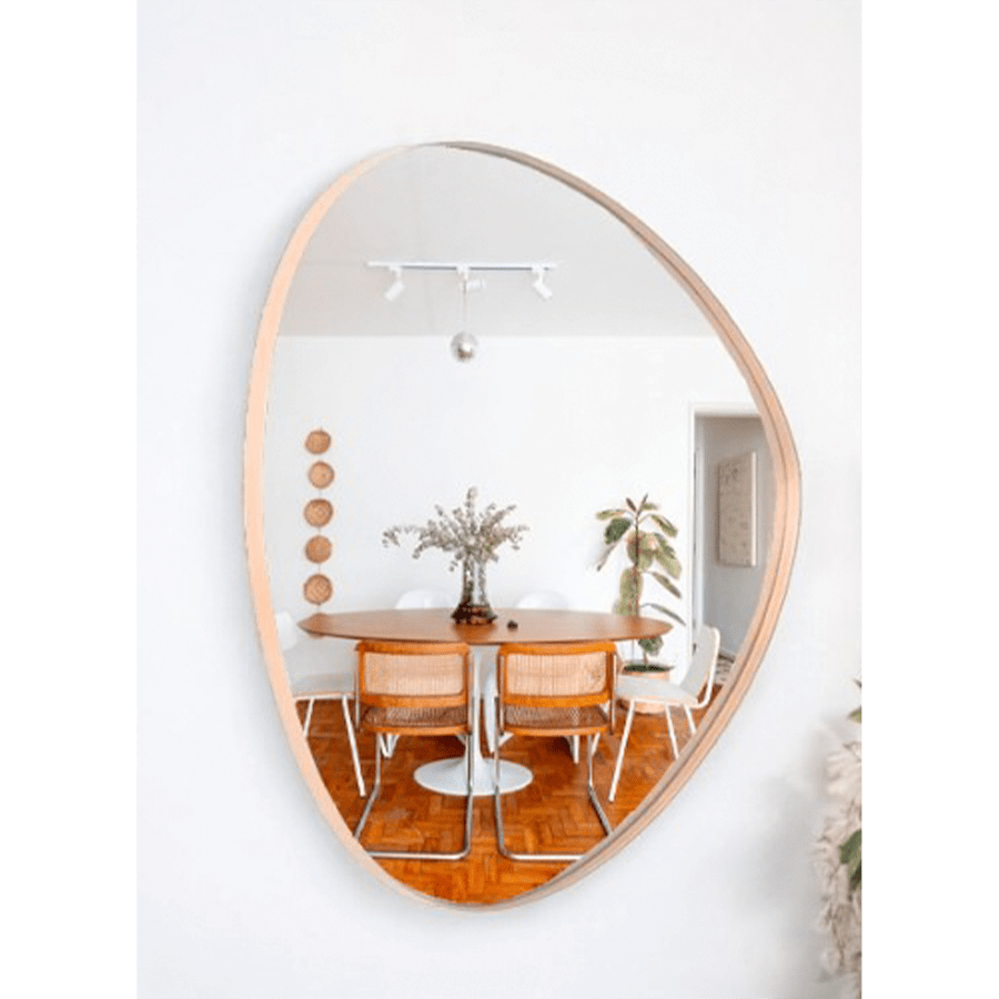 Espelhos Orgânicos Com Moldura Em Couro Grande