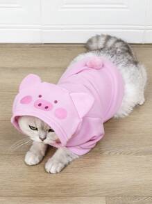 1pc Pig Costume Hooded Sweatshirt Outfit For Dogs And Cats