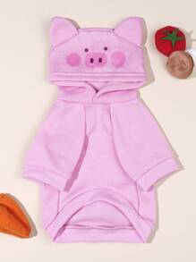 LUCKIE LABO 1 pieza Disfraz de cerdo con capucha para perros y gatos - Rosa - Ver 2