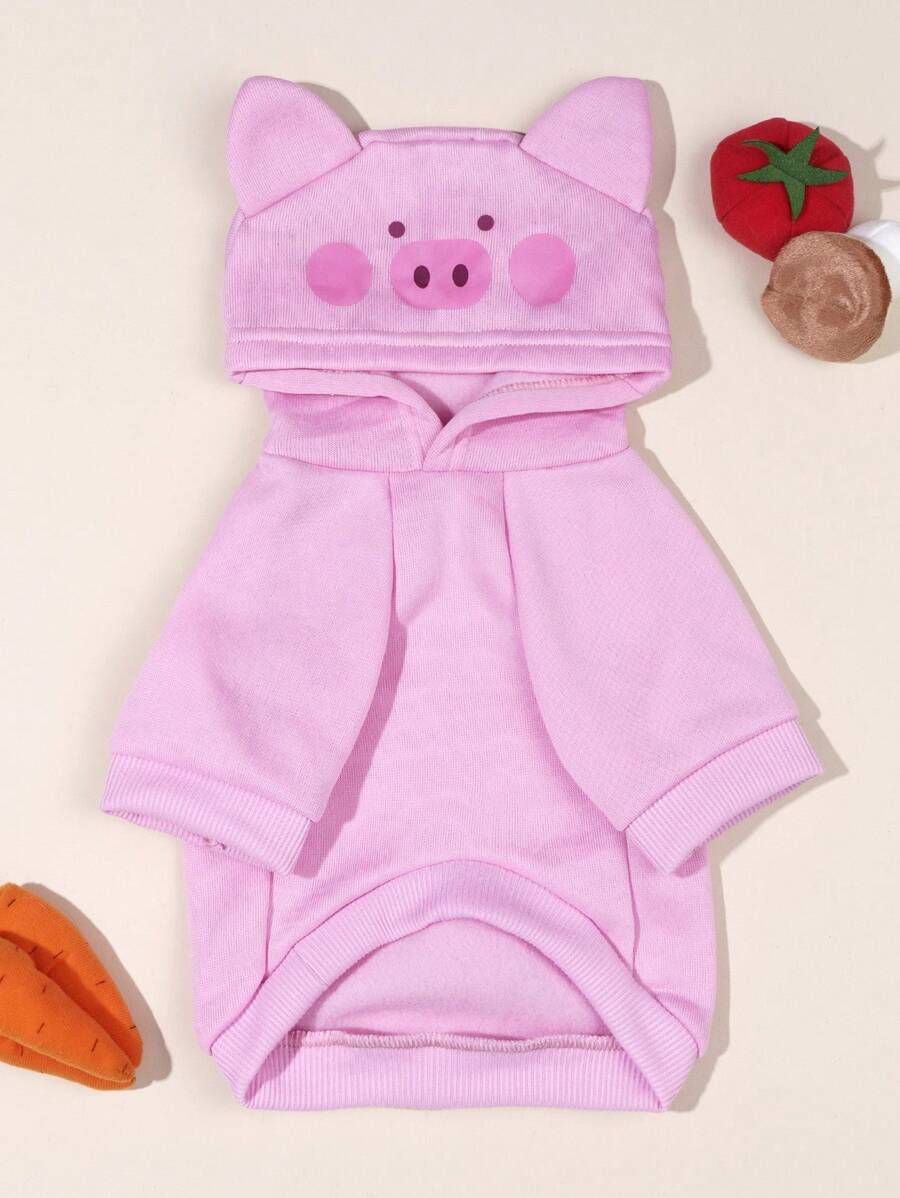 LUCKIE LABO 1pc Pig Costume Hooded Sweatshirt Outfit For Dogs And Cats - Pink - View 1