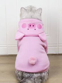 LUCKIE LABO 1 pieza Disfraz de cerdo con capucha para perros y gatos - Rosa - Ver 7