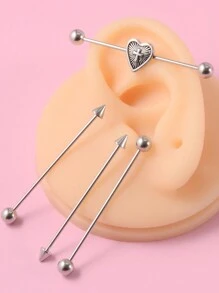 1 件装不锈钢红色舌头工业杠铃环耳朵直杠铃环身体穿孔首饰 Oreja 环 1 1/2 英寸 38 毫米 - 如圖 - 查看 4