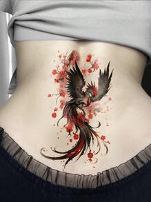 1 tờ hình xăm tạm thời nghệ thuật cơ thể cỡ lớn cho nam hoặc nữ, màu đỏ sẫm theo phong cách truyền thống hoa mận phượng hoàng, hình xăm giả không thấm nước, kéo dài 2-5 ngày, che sẹo, có thể sử dụng trên cánh tay cổ tay vai chân eo cổ tay ngực đùi ngón tay mắt cá chân, thích hợp cho các bữa tiệc, quà tặng, kỳ nghỉ, trang trí cơ thể - Nhiều màu - Xem 2
