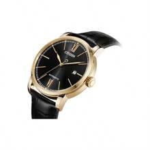 CITIZEN Casual Fashion Mechanical Movement Stainless Steel Leather Strap Japanese And Korean Watch 42mm Men's Watch Black Dial NJ0133-12E