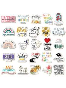 50pcs Spanish Bible Verse Stickers For Diary, Phone Case, Notebook
