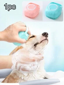 1pc Cat/Dog Lover Gift And Dog/Cat Mom Love Pet Grooming Tool, Multi-Functional Silicone Scrubber For Bathing, Massage, Gentle On Skin