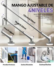 Electric Bathroom Brush For Cleaning, [IPX8 Waterproof] Cordless Rotating Bath Brush With 9 Replaceable Brush Heads, Long Lasting, Adjustable Handle For Tub, Floor - White - View 6