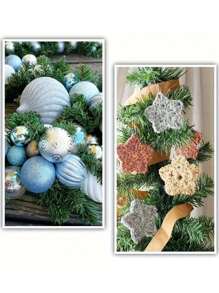 1 vòng hoa Giáng sinh bằng dây leo nhân tạo dài 5,5m/18ft, dây ruy băng dây leo xanh giả cho tiệc sinh nhật, đồ trang trí trung tâm tiệc cưới, đồ trang trí lan can cầu thang, gói quà Giáng sinh, Giáng sinh - Nhiều màu - Xem 10