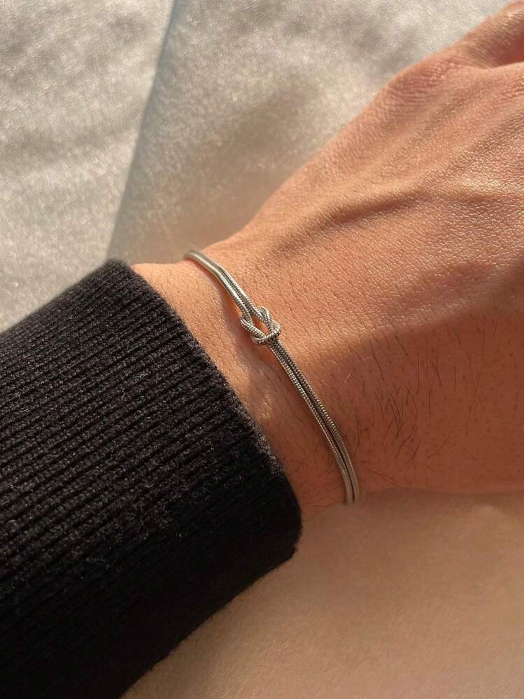1 pièce Bracelet de couple élégant en argent avec symbole de l'infini, cadeau de couple, cadeau d'ami