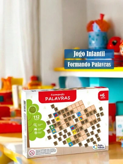 Jogo Educativo Infantil em Madeira Formando Palavras - Aprendizado Lúdico