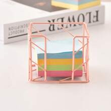 1/2pcs Modern Sticky Note Holder, Note Box + Business Card Holder Set, Metal Wire Desktop Sticky Note Holder, Rose Gold Note Holder, Cute Note Cube Stand, Dispenser, Office Desktop Organizer, Mesh Note Holder, Ballpoint Pen, Desktop Sticky Note Holder, For Home Office, School Desk Back To School