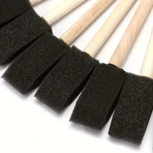 10pcs Wooden Handle Foam Brush, Sponge Brush, Sponge Paint Brush, Graffiti DIY Sponge Brush, Foam Brush For Painting And Dyeing, Sponge Brush For Art, And Wooden Handle Painting Sponge Brush.