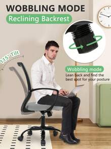 DOPINMIN Office Chair Mesh Chair With Ergonomic Lumbar Support And Armrest Adjustable Computer Chair Study Desk Chair Swivel Rolling Task Chair Modern Executive Chair - Xám - Xem 3