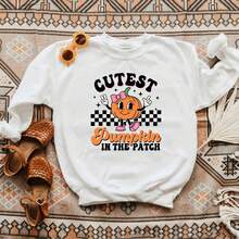 Cutest Pumpkin Checkered | Youth Graphic Sweatshirt - 白色 - 查看 1