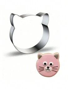 1 Pc Cartoon Animal Stainless Steel Cat Shaped Cookie Cutter, Strawberry Excavator Baking Mold - Cookie Cutters - View 5