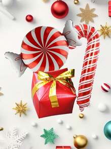 3 buc Panglică Cutie Cadou Baloane Cu Bomboane Crăciun Cârja Set Baloane Cutie Cadou Crăciun Baloane Decoratiuni pentru petreceri Crăciun 2025, Crăciun