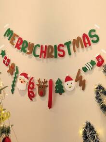 1set/1pc Merry Christmas Elderly Deer, Snowman, Gingerbread Man Felt Pull Flag Party Decorative Garland, Halloween, Halloween Decoration