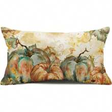 1 件秋季南瓜枕套水彩南瓜秋收装饰抱枕套秋季感恩节假期户外沙发靠垫套 - 橘色 - 查看 7