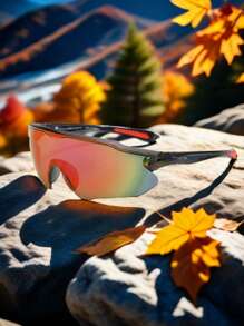 1pc Black Full Coverage Sports Cycling Glasses, Hollow Temples Design, Breathable Frame, Casual Street Bohemian Party Punk Oval Unisex Fashion Glasses Beach Accessories Glasses Shades Looks Street Style And Suit For Sweater Jacket Sweatshirt Hoodie Leather Pants And Cargo Pants Easy Comfort Casual Outfits Outdoor Cycling Glasses For Summer Beach Vacation,Outdoor,Travel - Multicolor - View 13