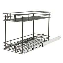 Organizador de armario extraíble de 2 niveles, estante deslizante extraíble para almacenamiento de armario de cocina, baño y despensa de 10.5" de ancho x 21.5" de profundidad en color gris. El mejor regalo/presente para familiares y amigos. Feliz Navidad. Decoración del hogar y el baño, organizador de baño. Regreso a clases de verano - Gris - Ver 7