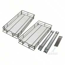 Organizador de armario extraíble de 2 niveles, estante deslizante extraíble para almacenamiento de armario de cocina, baño y despensa de 10.5" de ancho x 21.5" de profundidad en color gris. El mejor regalo/presente para familiares y amigos. Feliz Navidad. Decoración del hogar y el baño, organizador de baño. Regreso a clases de verano - Gris - Ver 6