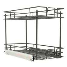 Organizador de armario extraíble de 2 niveles, estante deslizante extraíble para almacenamiento de armario de cocina, baño y despensa de 10.5" de ancho x 21.5" de profundidad en color gris. El mejor regalo/presente para familiares y amigos. Feliz Navidad. Decoración del hogar y el baño, organizador de baño. Regreso a clases de verano - Gris - Ver 8