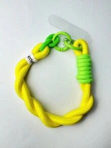 1 件时尚短款双色编织链锁尼龙腕带手机挂绳适用于 11 12 13 14 15 Pro Max 兼容三星送给母亲、家人、朋友、生日、节日的礼物手机挂饰、手机链 - 彩色 - 查看 21