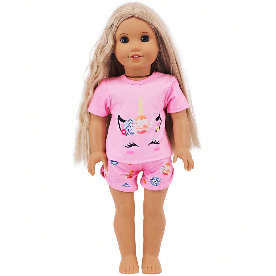 18 Inch Girl Doll Pink Swimsuit + Beach Slippers Outfit Set (Doll Not