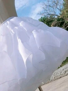 1pc Women's 50cm Crinoline Lolita Petticoat, Soft Tulle Cloud Decor No Bone Daily Skirt Underskirt, Crystal Organza Fluffy, JK Fall Clothes For Women Valentine's Day Accessories,Summer,Beach,Wedding - White - View 4