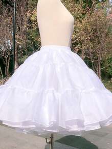 1pc Women's 50cm Crinoline Lolita Petticoat, Soft Tulle Cloud Decor No Bone Daily Skirt Underskirt, Crystal Organza Fluffy, JK Fall Clothes For Women Valentine's Day Accessories,Summer,Beach,Wedding - White - View 5