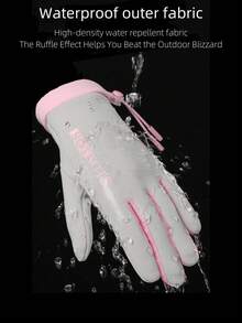 BAMANSHI 1 双纯色针织面料骑行手套，全指，防滑手掌，保暖，防风，防水，触摸屏友好，多色可选，方便秋冬季户外运动 - 彩色 - 查看 9