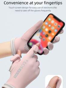 BAMANSHI 1 双纯色针织面料骑行手套，全指，防滑手掌，保暖，防风，防水，触摸屏友好，多色可选，方便秋冬季户外运动 - 彩色 - 查看 8