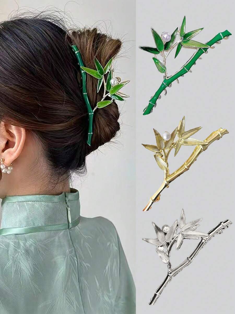 New Arrival Bamboo Hair Claw Hair Claw Clip, Elegant & Chic Design, Versatile Hair Accessory For Women Christmas - Multicolor - View 1