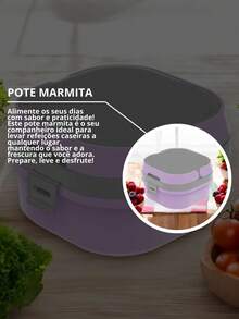 Kit 5 Fit Lunch Box Pots 660ml With Handle, Lock, Divider, Elegant, Practical Design - 紫色 - 查看 6