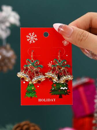 1pair Christmas Bell Fashion Earrings For Women, Party Gift