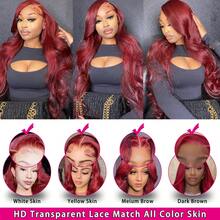 Ginger Orange Lace Front Wigs Human Hair Pre Plucked Body Wave 13x4 Transparent HD Lace Frontal Wigs For Women Human Hair Glueless Colored Wigs 350# Brazilian Remy Human Hair Wig