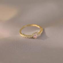 Bague en argent sterling S925 avec cœur rose incrusté de zircone synthétique, bague de mariage/fiançailles délicate pour dames, cadeau de bijoux spécial pour le couple à la Saint-Valentin