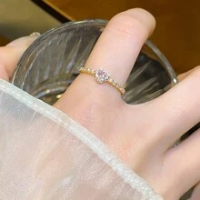 Bague en argent sterling S925 avec cœur rose incrusté de zircone synthétique, bague de mariage/fiançailles délicate pour dames, cadeau de bijoux spécial pour le couple à la Saint-Valentin