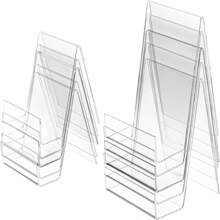 2 件/6 件亚克力书架 - 晶莹剔透、时尚现代的展示架，用于展示书籍、杂志、菜单、相册 - 非常适合家庭、办公室或商业用途 - 彩色 - 查看 11
