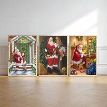 3 件复古圣诞老人圣诞装饰帆布海报和印刷品、圣诞礼物、圣诞袜、最美丽的圣诞墙饰帆布墙艺术，无框架 - 彩色 - 查看 7