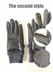 1 双薄防水男女通用运动手套，防风，兼容触摸屏，适合钓鱼、骑摩托车、滑雪、骑自行车、冬季