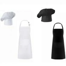 Chef Hat And Adult Kitchen Pocket Adjustable Apron With Butcher Hat Baker Costume For Men And Women Father's Gift,Chef Apron Hat Set,Adjustable Chef Hat And Apron Baker Costume With Pocket For Kitchen Grill BBQ Fathers Mothers Gift,Chef Hat Apron Set Halloween - Multicolor - View 3