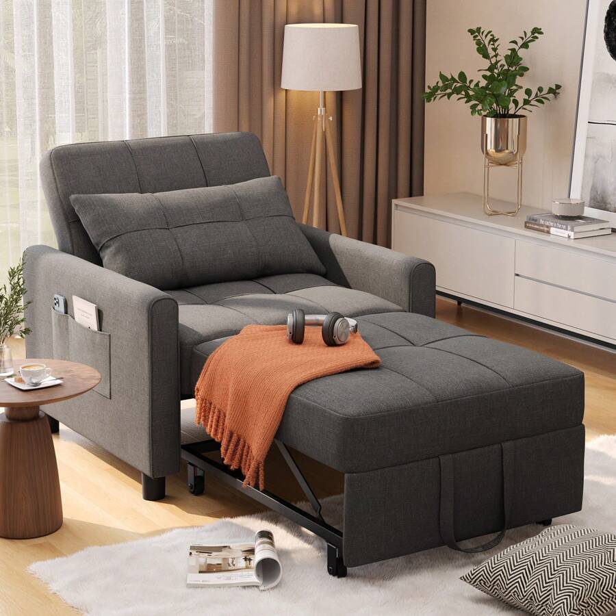 Bealife 3 In 1 Adjustable Sleeper Sofa Chair Bed, Pull Out Sleeper Bed, Adjustable Backrest Recliner, Convertible Folding Lounge Sofa, Suitable For Living Room, Bedroom, Office And Other Small Spaces