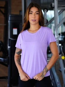 Breathable And Quick-Drying Fitness T-Shirt - Soft Touch - Lilac Purple - View 5