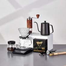 1/5/6/7/8/9/10件便携式咖啡礼盒套装 - 咖啡粉压滤器、滤布、手动手冲咖啡壶 返校季 - 黑色 - 查看 1