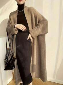 Cardigan en tricot de laine à manches longues et ouvert devant pour femmes, automne et hiver